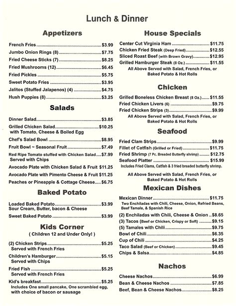 Lunch & Dinner Menu .